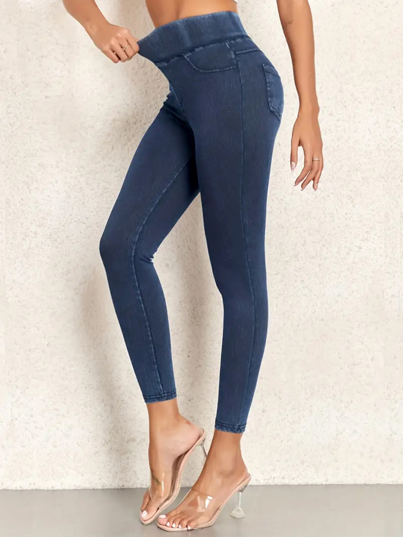 Women Stretchy Denim Leggings High Waist Skinny Jeggings